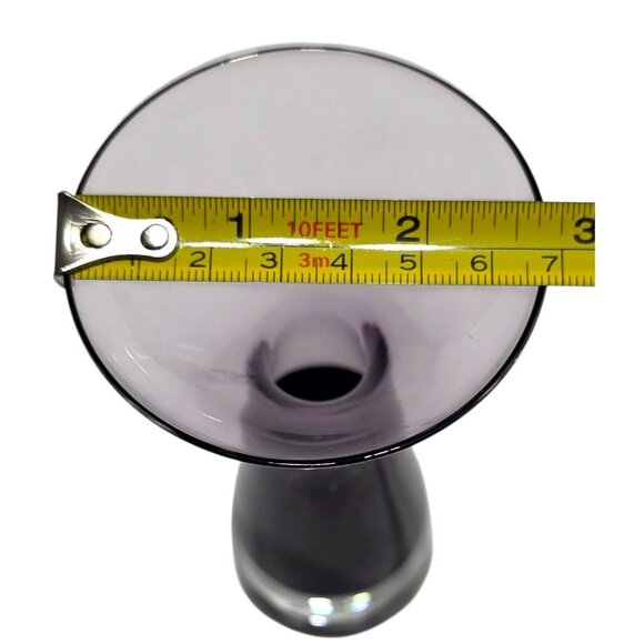 MCM Purple Amethyst Vase Trumpet Scandinavian Art Glass Flare Clear Base 5.75" - Picture 8 of 9